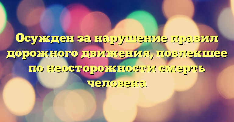 Осужден за нарушение правил дорожного движения, повлекшее по неосторожности смерть человека